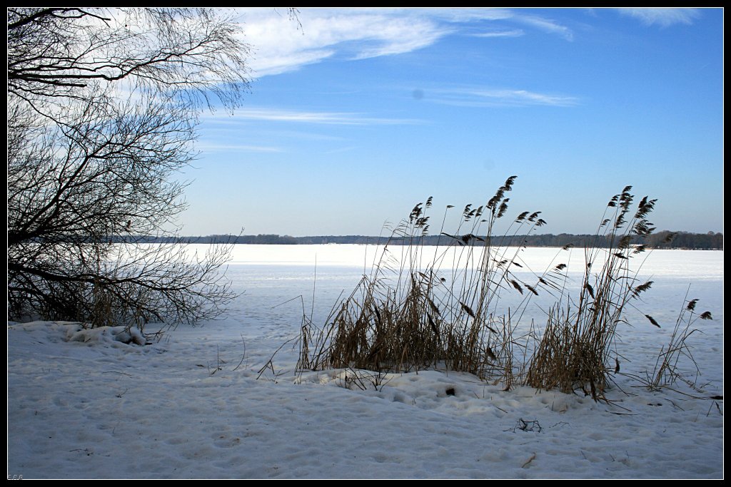 Der Schnee verwischt die Grenzen am Tegeler See (Berlin Alt-Tegel, 20.02.2010)