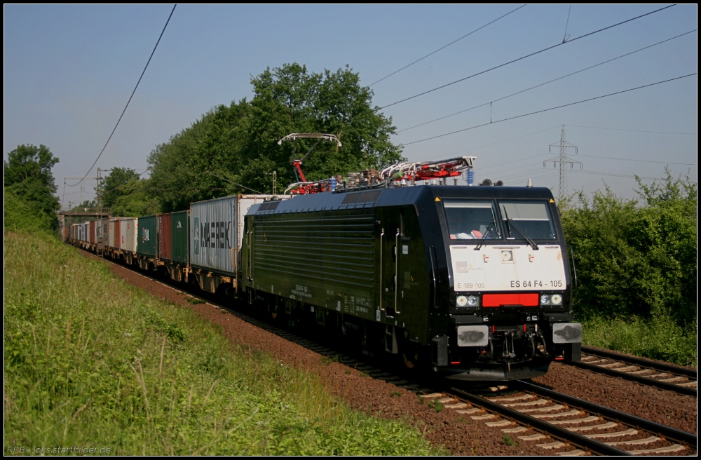 boxXpress ES 64 F4-105 mit Containerzug Richtung Lehrte (NVR-Nummer 91 80 6189 105-0 D-DISPO, Eigentum MRCE, angemietet seit 06/2010, gesehen Lehrte-Ahlten b. Hannover 24.06.2010)