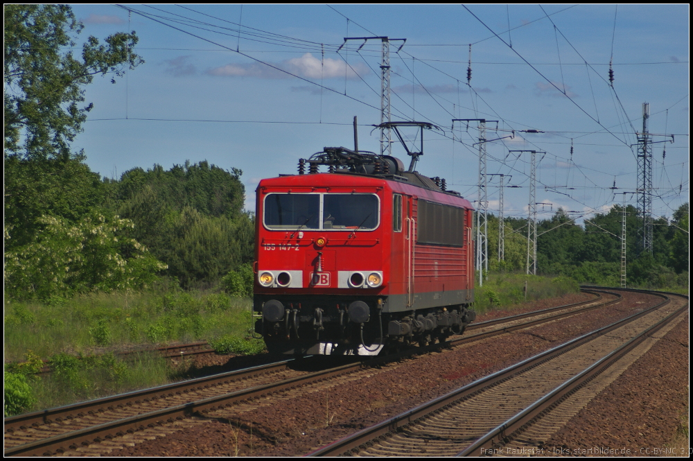 DB 155 157 solo am 05.06.2013 in der Berliner Wuhlheide