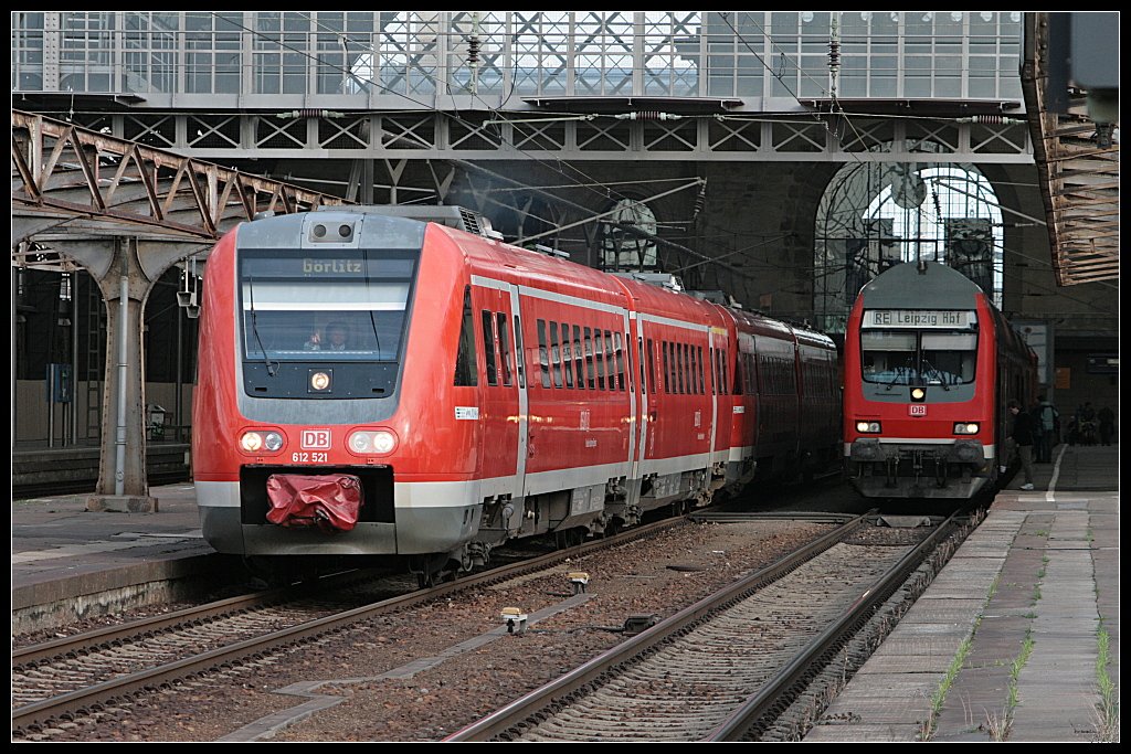 DB 612 521 als REGIO DB  Franken-Sachsen-Express  nach Grlitz (NVR-Nummer 9580 0 612 521-4 D-DB, DB Regio AG Dresden, gesehen Dresden Hbf 27.03.2010)