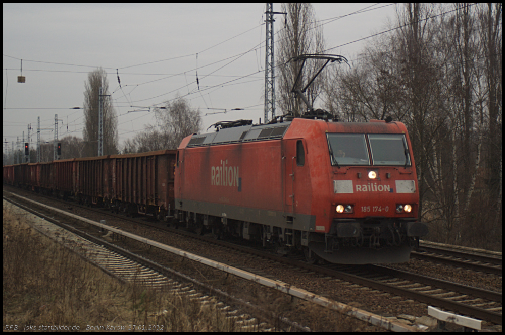 DB Schenker 185 174-0 mit Eanos-x-Zug am 27.01.2012 in Berlin-Karow