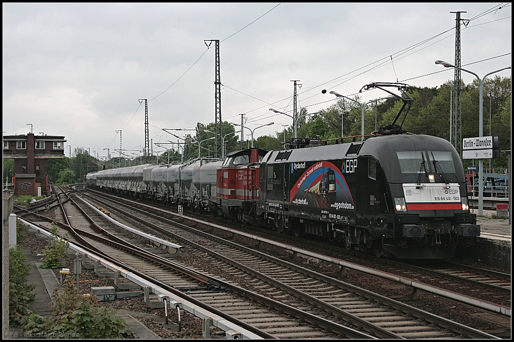 EGP ES 64 U2-002 / 182 502 und EGP 212 024-4 mit dem DGS 92594 nach Salzkotten (Berlin Wannsee 14.05.2010)