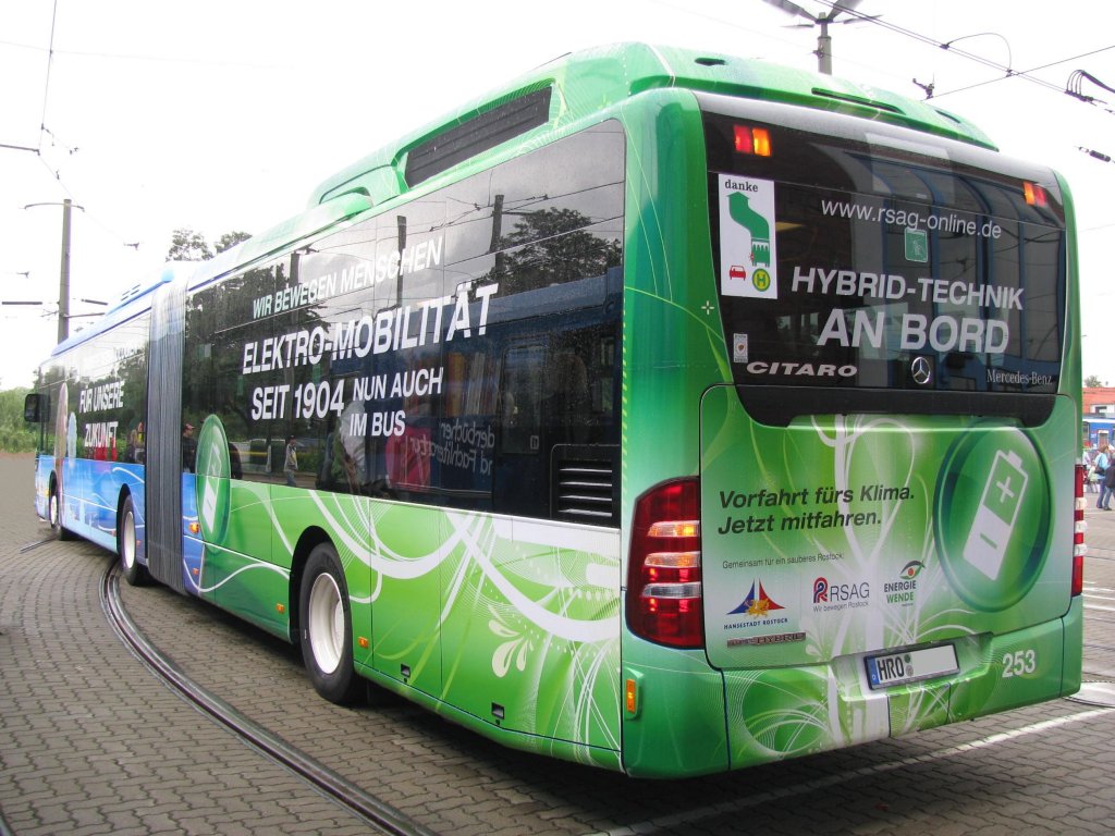 Gelenkomnibus MB ... Citaro  der Firma  RSAG  aus der Hansestadt Rostock (HRO) anllich 130 Jahre Strba in Rostock [27.08.2011]
