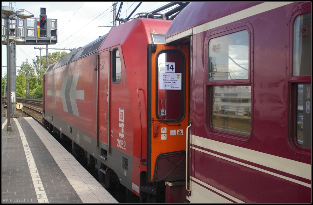 HGK 2052 / 185 584-0 brachte am 12.05.2012 den ersten Dortmunder Fanzug zum DFB-Pokalfinale nach Berlin Zoologischer Garten