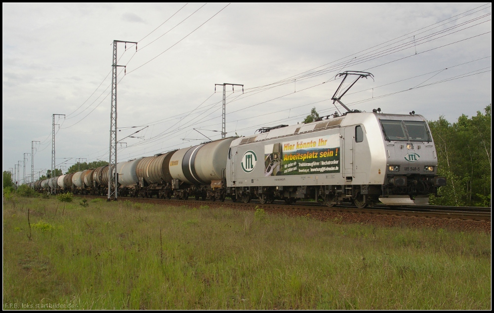 ITL 185 548-5  Dies könnte Ihr Arbeitsplatz sein!  mit Kessel in Berlin Wuhlheide (gesehen 10.05.2012)