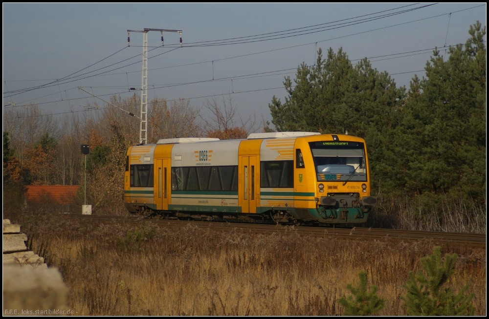 ODEG VT 650.74 / 650 074 auf Dienstfahrt Richtung B.Lichtenberg am 14.11.2012 in der Berliner Wuhlheide