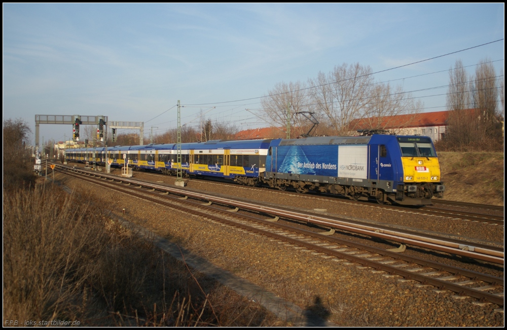 RBB 146 520-2  HSH Nordbank  mit dem X 68904 nach Leipzig (NVR-Nummer 91 80 6146 520-2 D-RBB, gesehen Berlin Bornholmer Straße/Nordkreuz 21.03.2011)