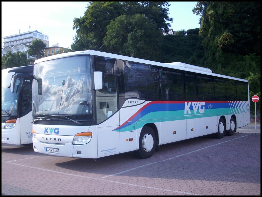 Setra 419 UL der KVG Schllkrippen im Stadthafen Sassnitz.