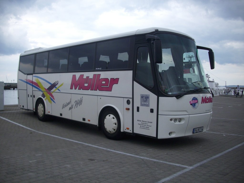 VDL Bova Futura von Mller aus Deutschland im Stadthafen Sassnitz.