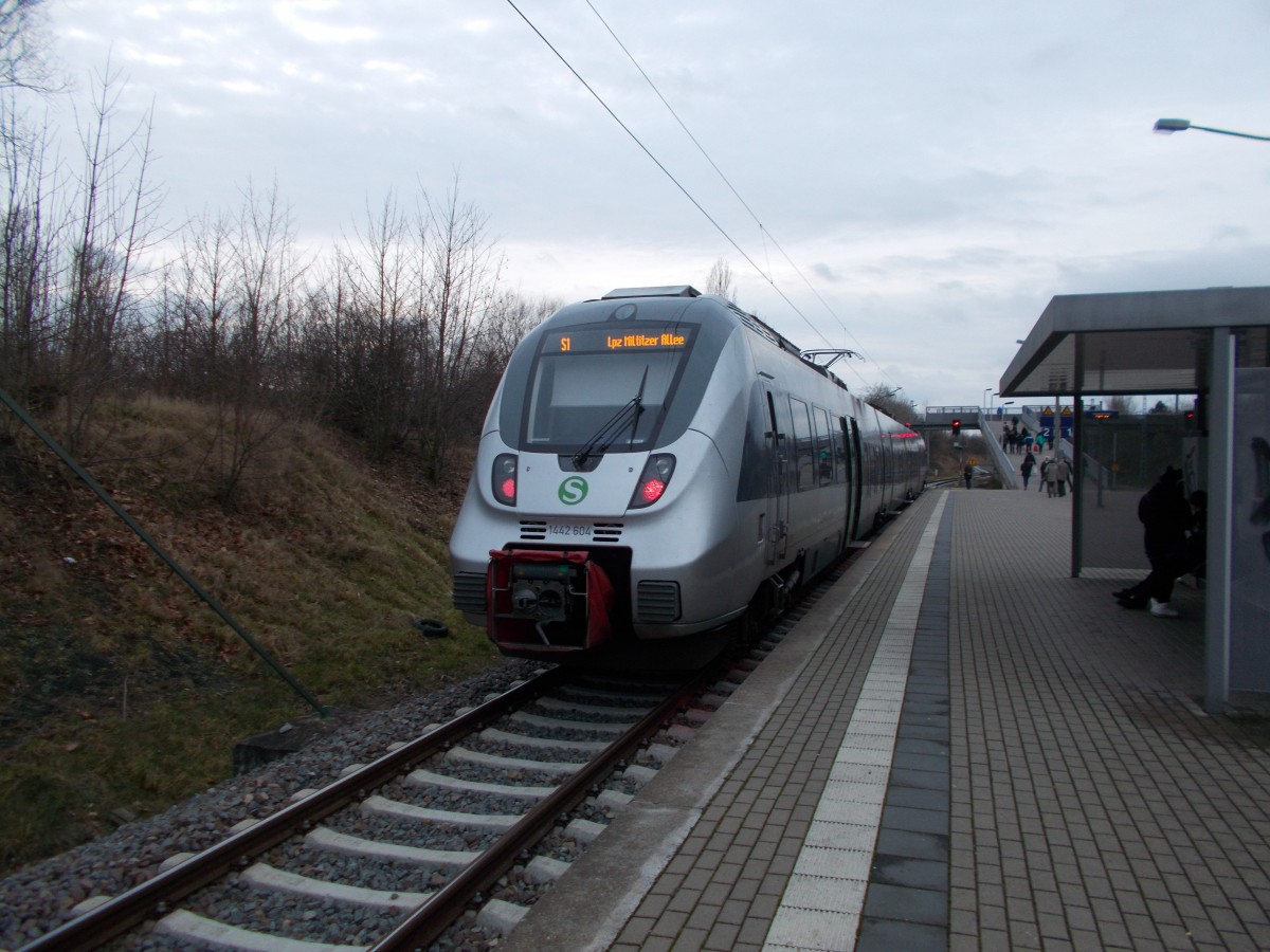 1442 604 ist,am 21.Dezember 2014,in der Leipziger Endstation Miltitzer Allee eingetroffen.