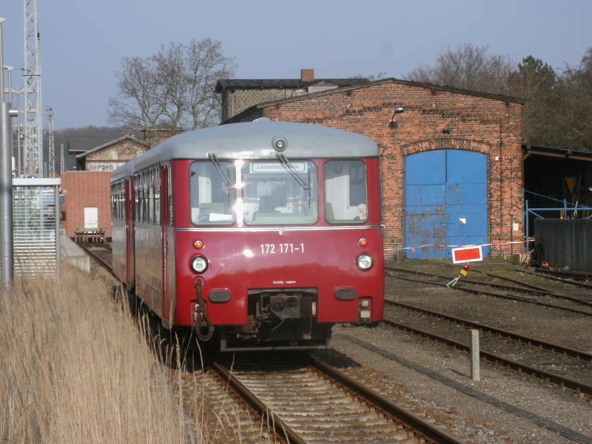 172 132/171 kam aus Lauterbach Mole,am 03.März 2014,in Bergen/Rügen an.