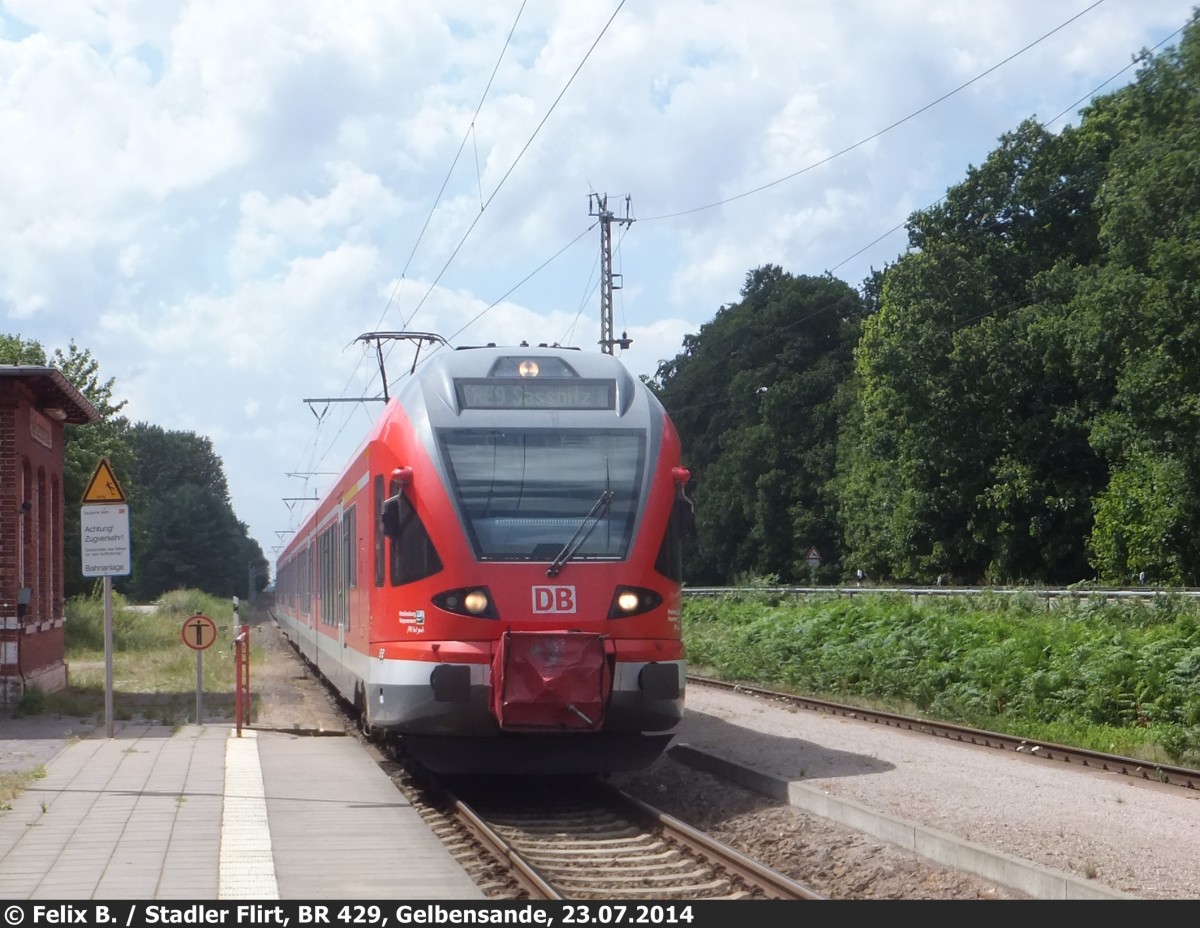 5-teiliger Stadler Flirt in Gelbensande am 23.07.2014 