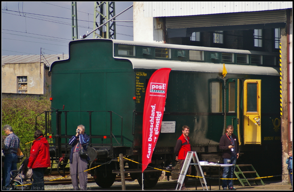 6. Dresdner Dampfloktreffen, 12.04.2014: 4454 Han, Gattung Post, der Deutsche Reichspost war bei der BPA Hannover bzw der Oberpostdirektion Hannover (OPD) zugeteilt