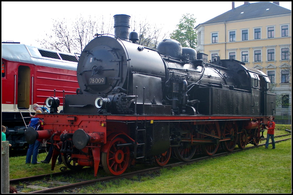 6. Dresdner Dampfloktreffen, 12.04.2014: Bei Vulcan in Stettin wurde 78 009 gebaut. Seit 1982 ist sie Museumslok und Eigentümer ist das Verkehrsmuseum Dresden (VMD)