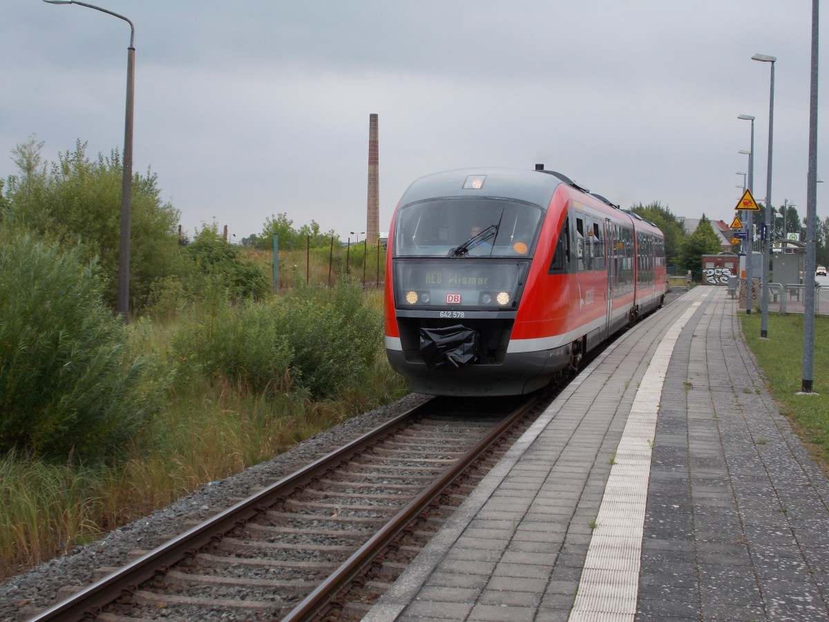 642 078/578 verlie� als RE Tessin-Wismar,am 03.August 2014,Tessin(bei Rostock).