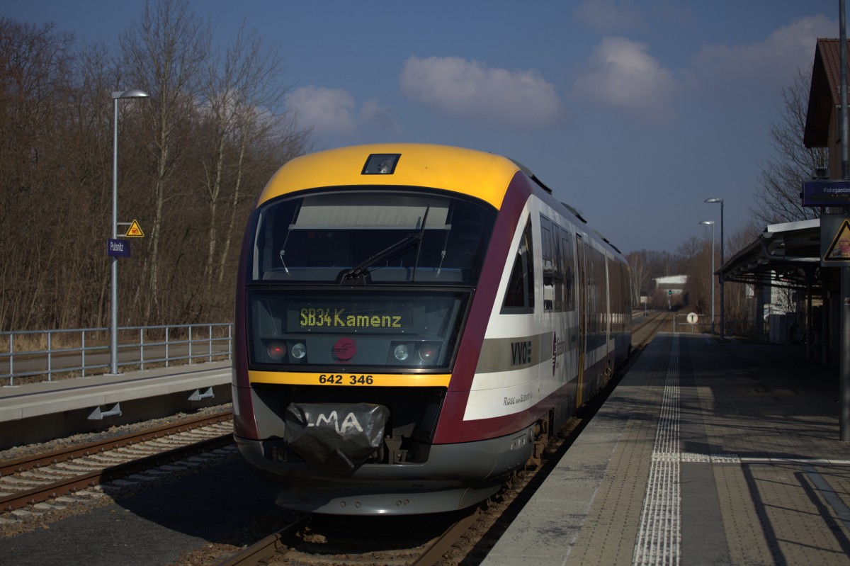 642 346  bei der Abfahrt aus Pulsnitz.26.02.2015 11:39 Uhr.