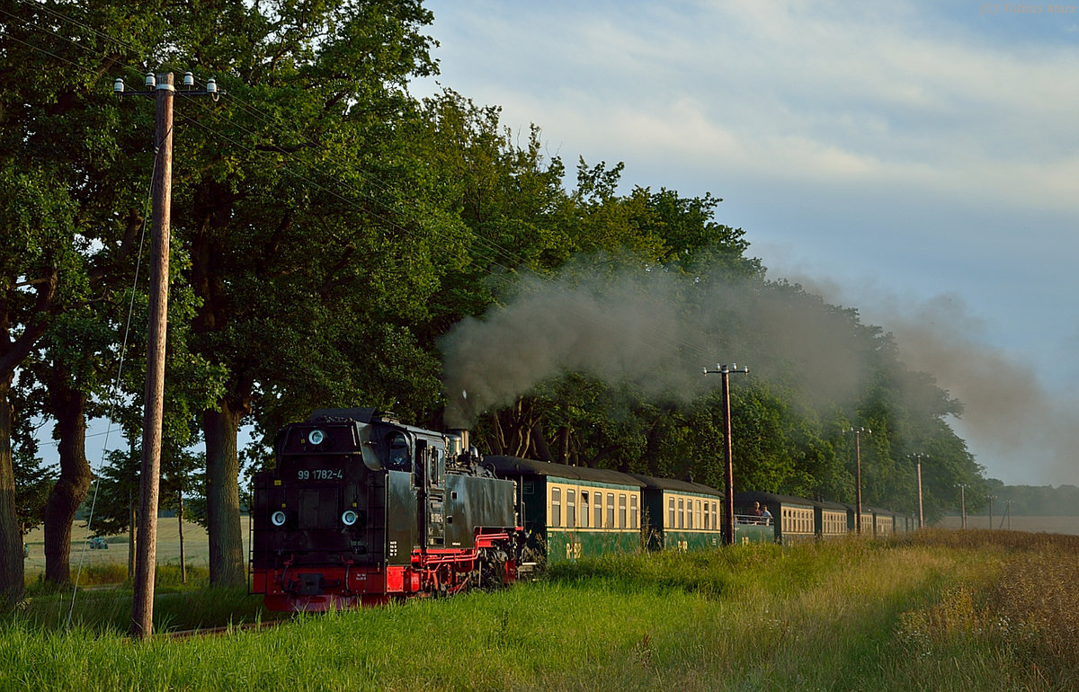 99 1782-4 mit P 113 zwischen Beuchow und Posewald am 22.07.2016