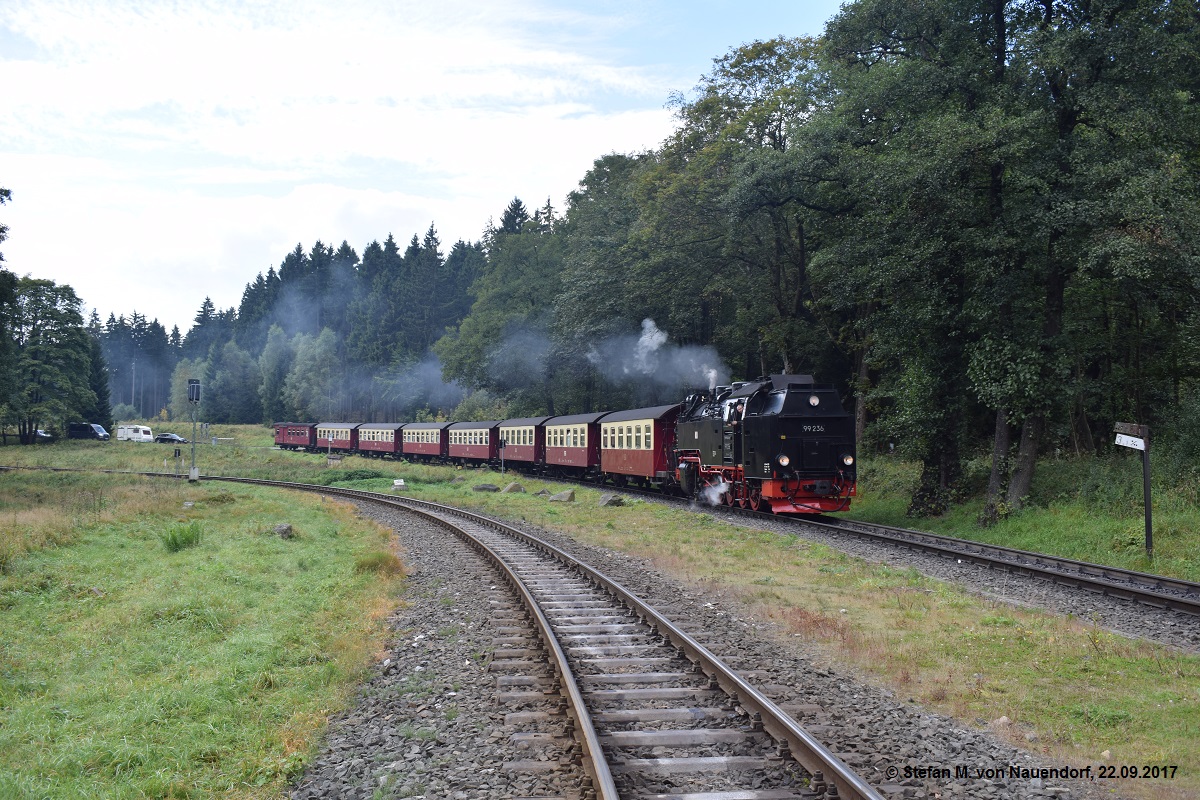 99 236 vom Brocken am 22.09.2017 bei der Einfahrt in Drei-Annen-Hohne.