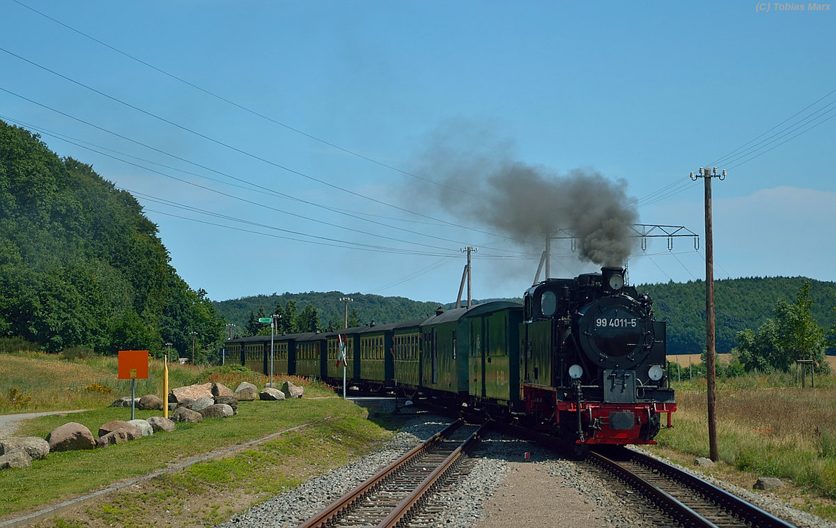 99 4011-5 bei der Einfahrt mit P 104 in Seelvitz am 23.07.2016