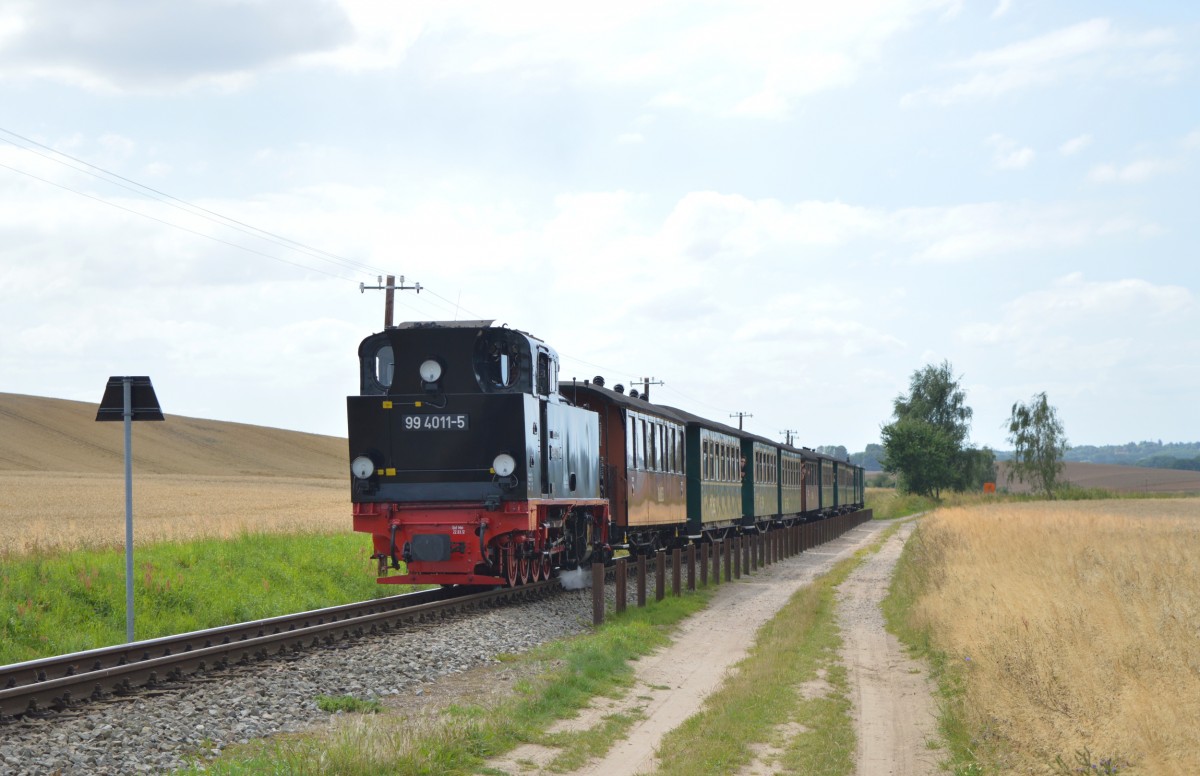 99 4011-5 kurz vor Seelvitz am 05.08.2015 mit P 107