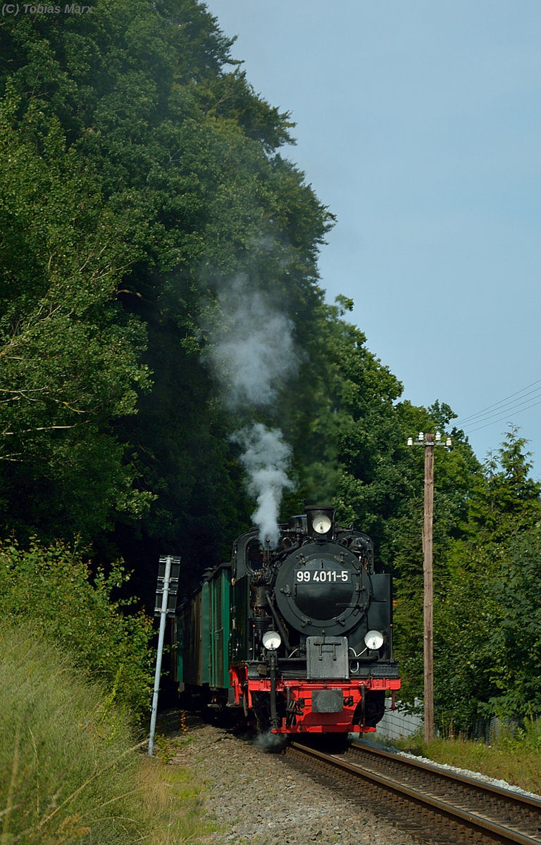 99 4011-5 kurz vor Seelvitz am 23.07.2016 mit P 108