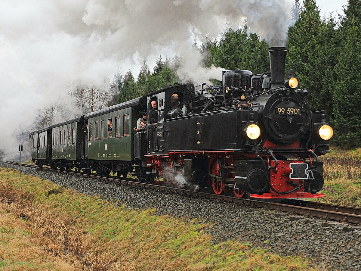 99 5901 bei einer Scheinanfahrt am 30. Januar 2016.