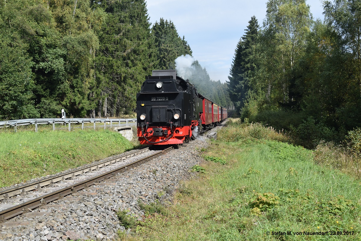 99 7239-9 am 22.09.2017 kurz hinter Drei-Annen-Hohne in Richtung Eisfelder Talmühle.