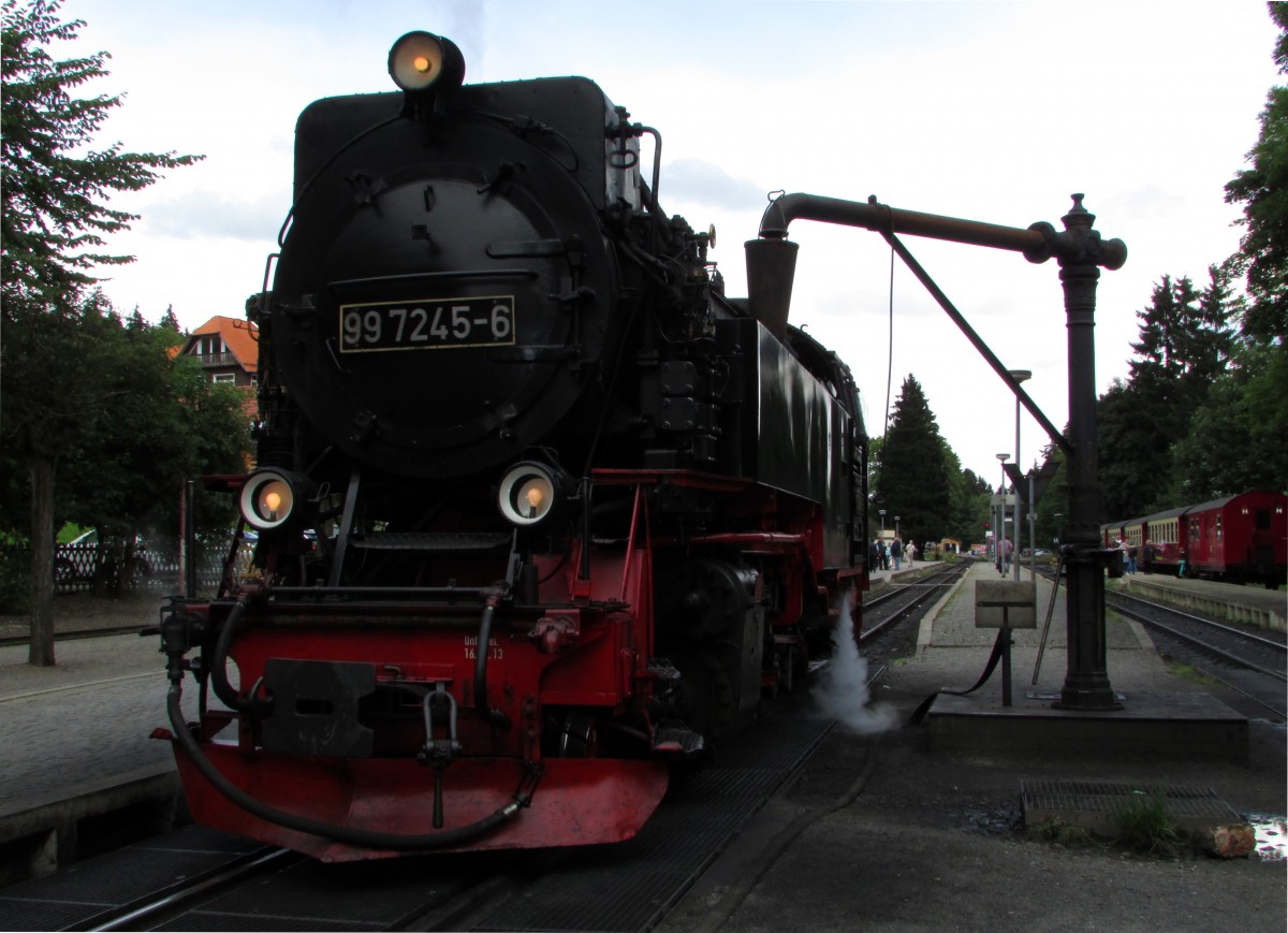 99 7245-6 stand am 13.08.2014 am Wasserkran in Drei-Annen-Hohne