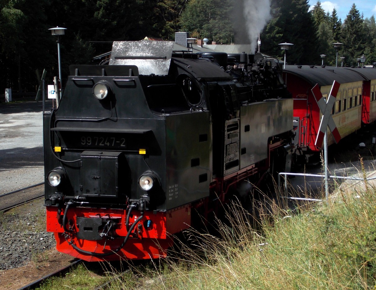 99 7247-2 bei der Ausfahrt mit P 8940 aus Schierke am 13.08.2014.Fotograf war mein Vater Stefan Marx