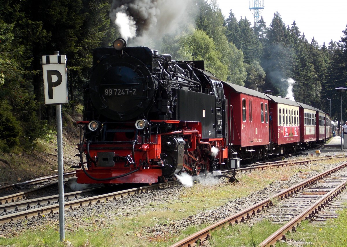 99 7247-2 bei der Ausfahrt mit P 8941 am 13.08.2014 aus Schierke.Fotograf war mein Vater Stefan Marx