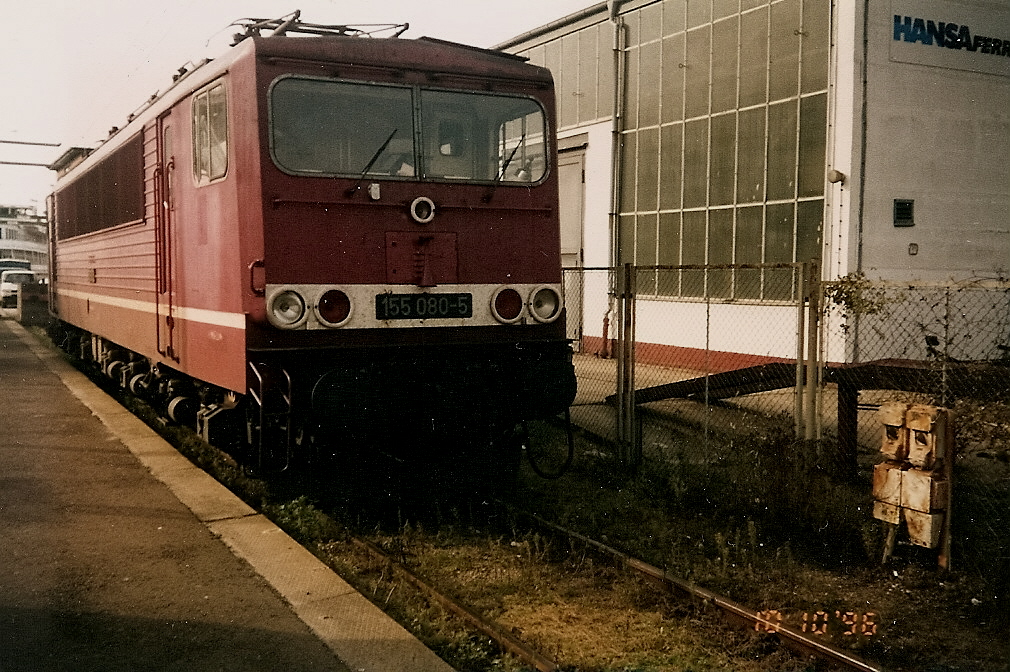 Am 10.Oktober 1996 kam 155 080 in den Sassnitzer Hafen.