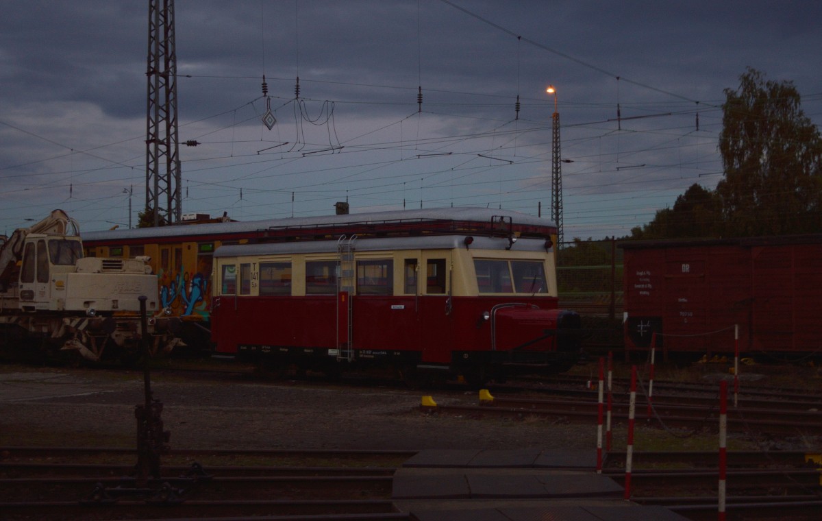 Das  Schweineschnäuzschen  T 141 stand am 19.09.2015 auf Gleis 19a im Museum und ruhte sich für den nächsten Tag aus.