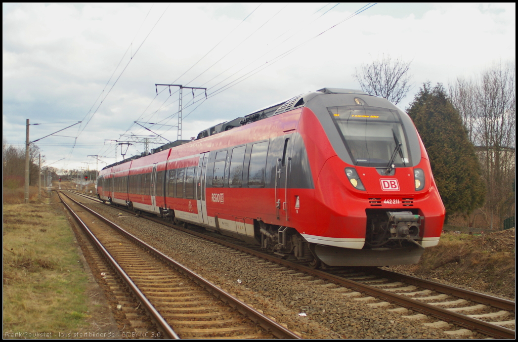 DB 442 211 als S10 Leipzig Hbf am 22.02.2014 durch Leipzig-Thekla