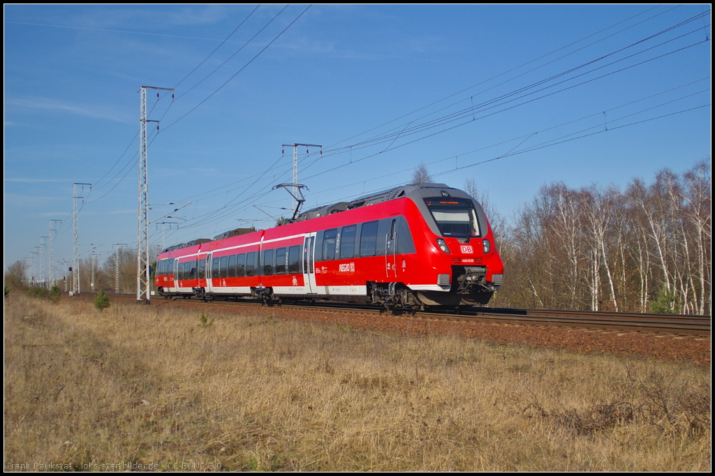 DB Regio 442 139 auf Dienstfahrt nach Schnefeld am 20.03.2014 durch die Berliner Wuhlheide