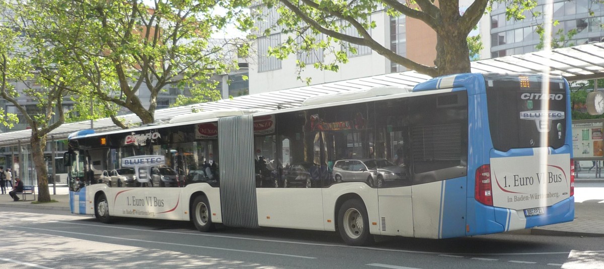 Der 1. MB-Citaro2 mit Euro6 Motor,in BW. der Fa. Pflieger, Bblingen.Am ZOB in Sindelfingen.