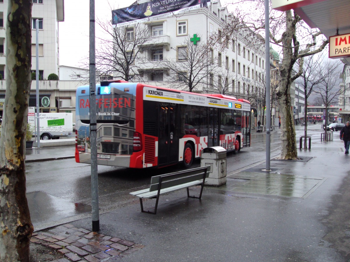 DR BUS VU CHUR-Mercedes Citaro Baujahr 2013 am 15.2.14 bei der Haltestelle Chur,Postplatz.