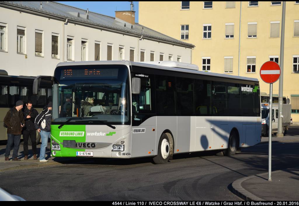 Ein IVECO CROSSWAY LE €6 von Watzke am Grazer Hbf.