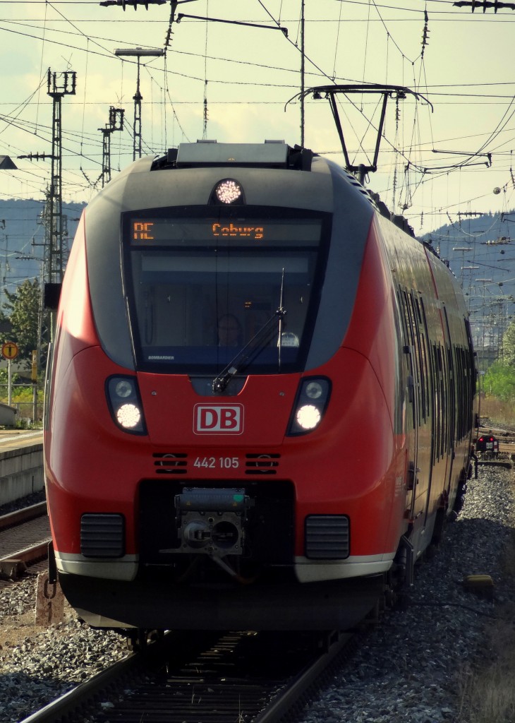 Einfahrt des RE nach Coburg in Bamberg.
Aufgenommen im August 2014.