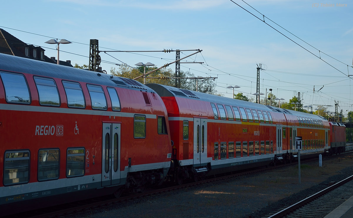 Etwas seltsame Zug zusammenstellung eines RE nach Frankfurt am morgen des 06.05.2016 in Darmstadt Hbf.