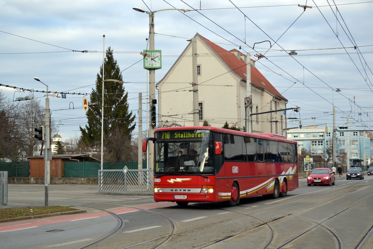 GKB - Graz-Köflacher Bahn und Busbetrieb GmbH Setra S 317 UL WN 73 als Linie 710 kurz vor der Haltestelle Alte Poststraße, 26.02.2015
