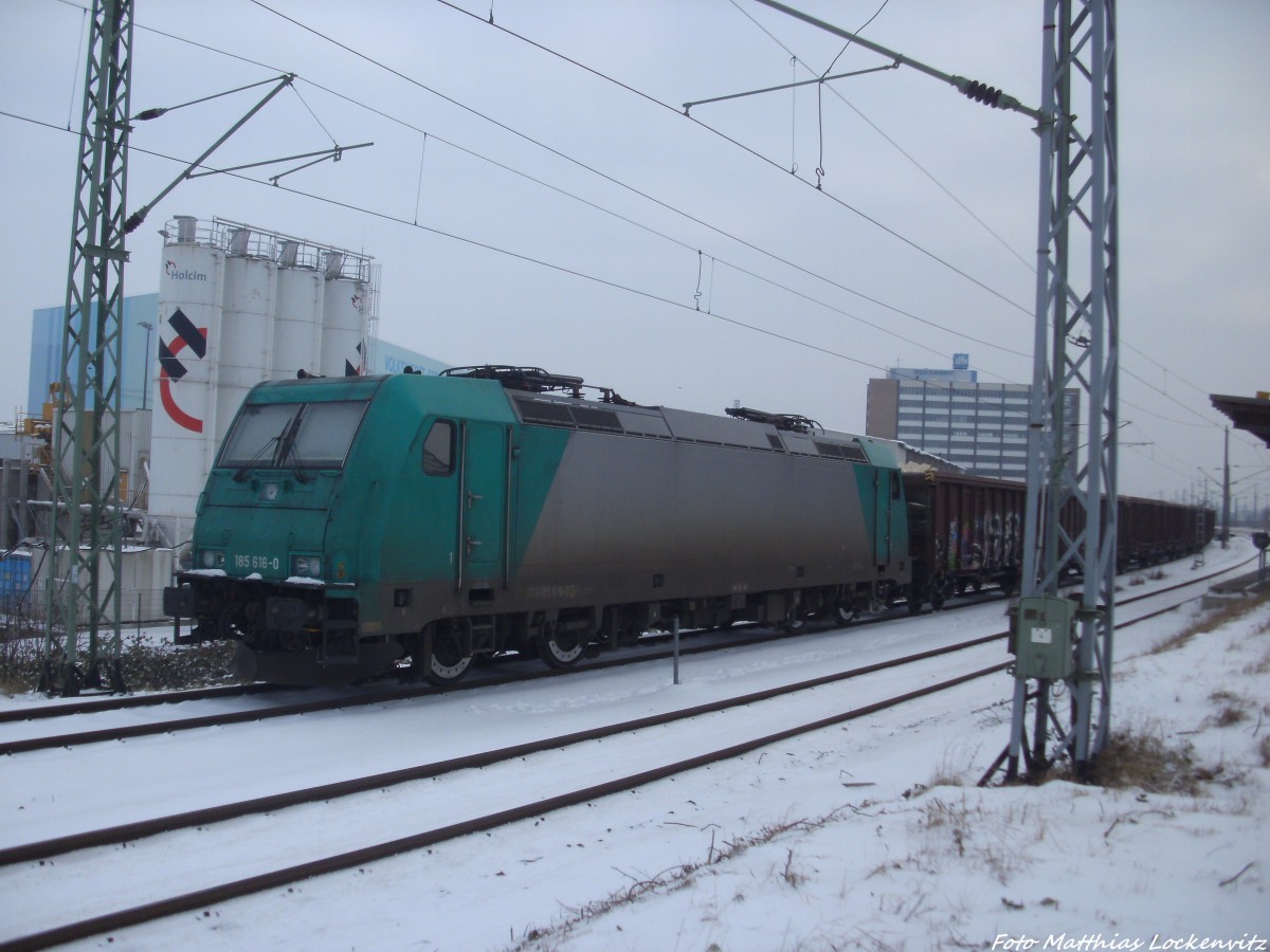 Locon 185 616 abgestellt im Bahnhof Stralsund - R�gendamm am 28.1.14