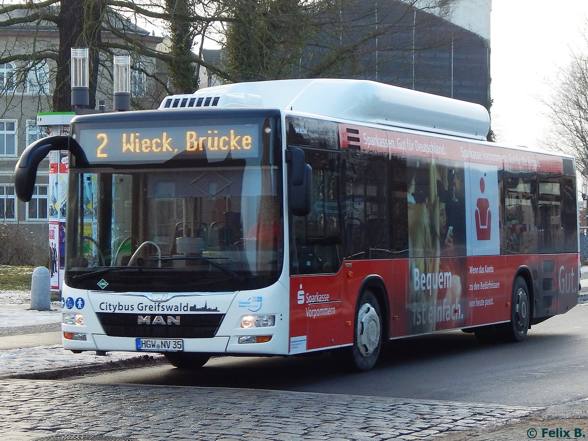 MAN Lion's City CNG der Stadtwerke Greifswald in Greifswald.