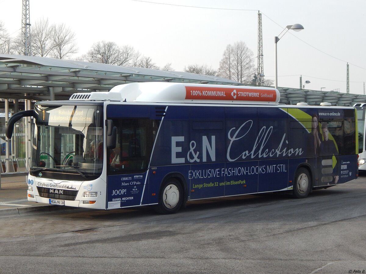 MAN Lion's City CNG der Stadtwerke Greifswald in Greifswald. 