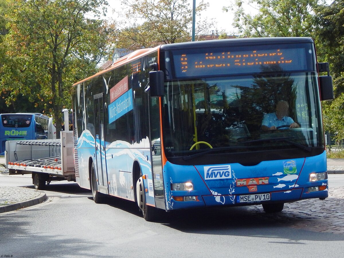 MAN Lion's City mit Fahrradanhänger der MVVG in Waren. 