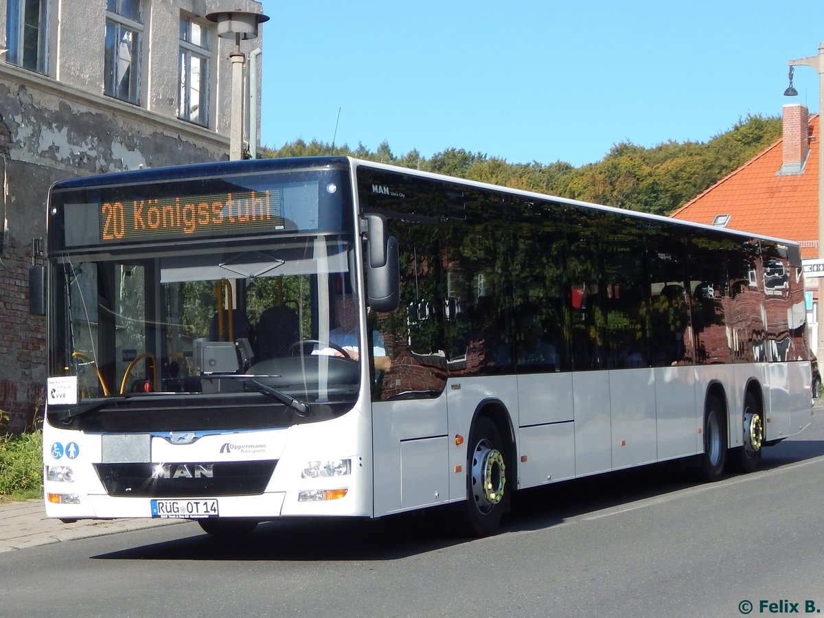 MAN Lion's City der Oppermann Transporte aus Deutschland in Sassnitz. 