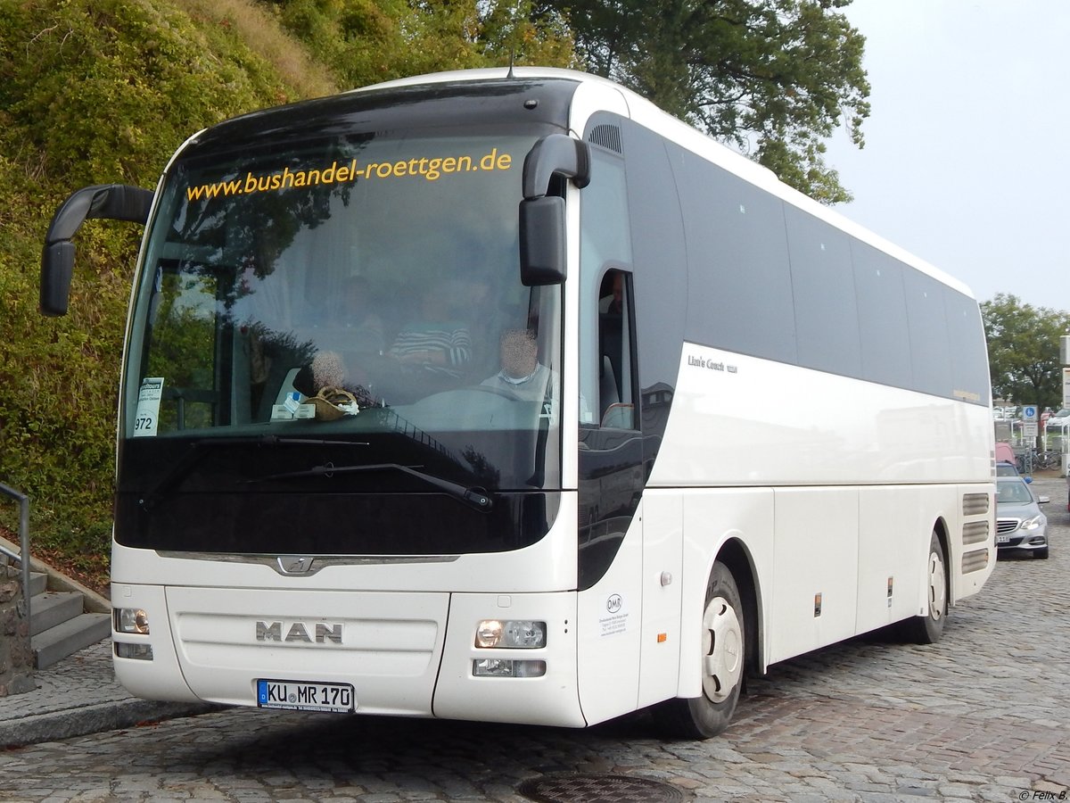 MAN Lion's Coach von Bushandel Röttgen aus Deutschland im Stadthafen Sassnitz.