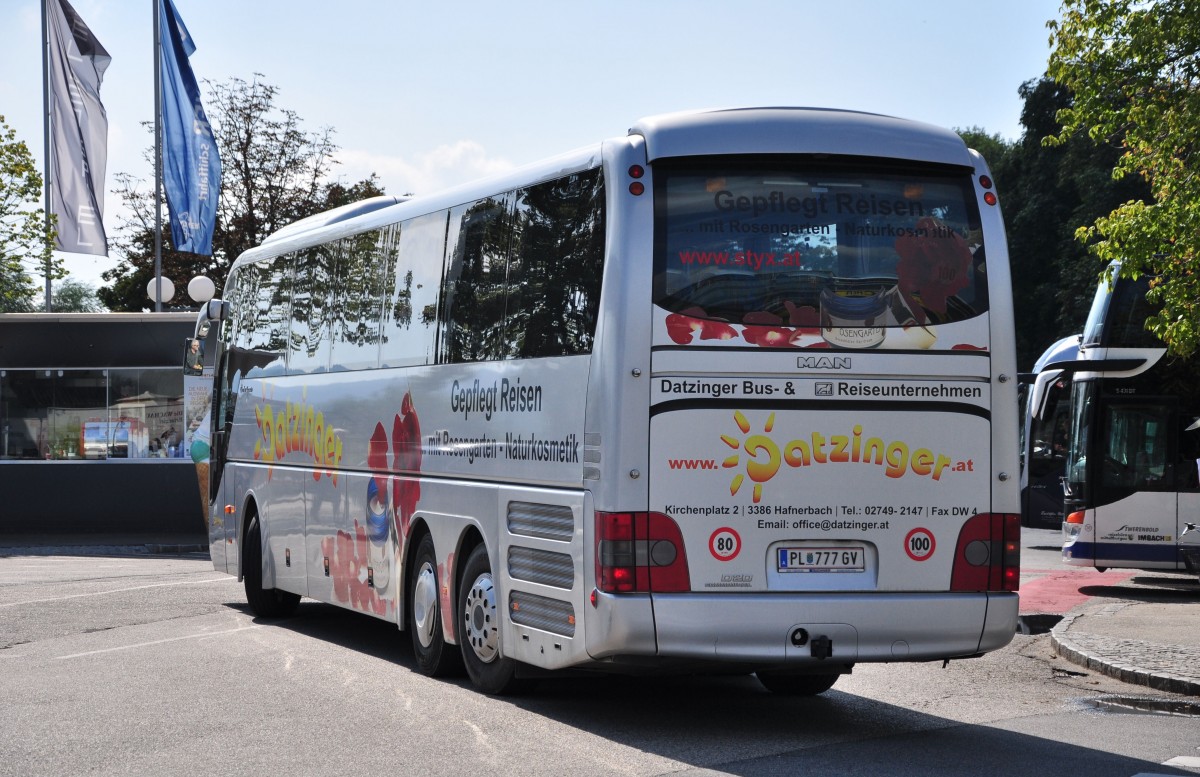 MAN Lions Coach von Datzinger Reisen aus Niedersterreich am 22.August 2014 in Krems.