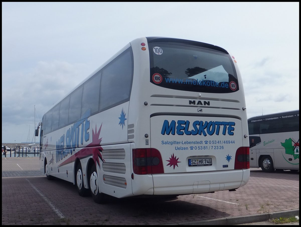 MAN Lion's Coach von Melskotte aus Deutschland im Stadthafen Sassnitz.