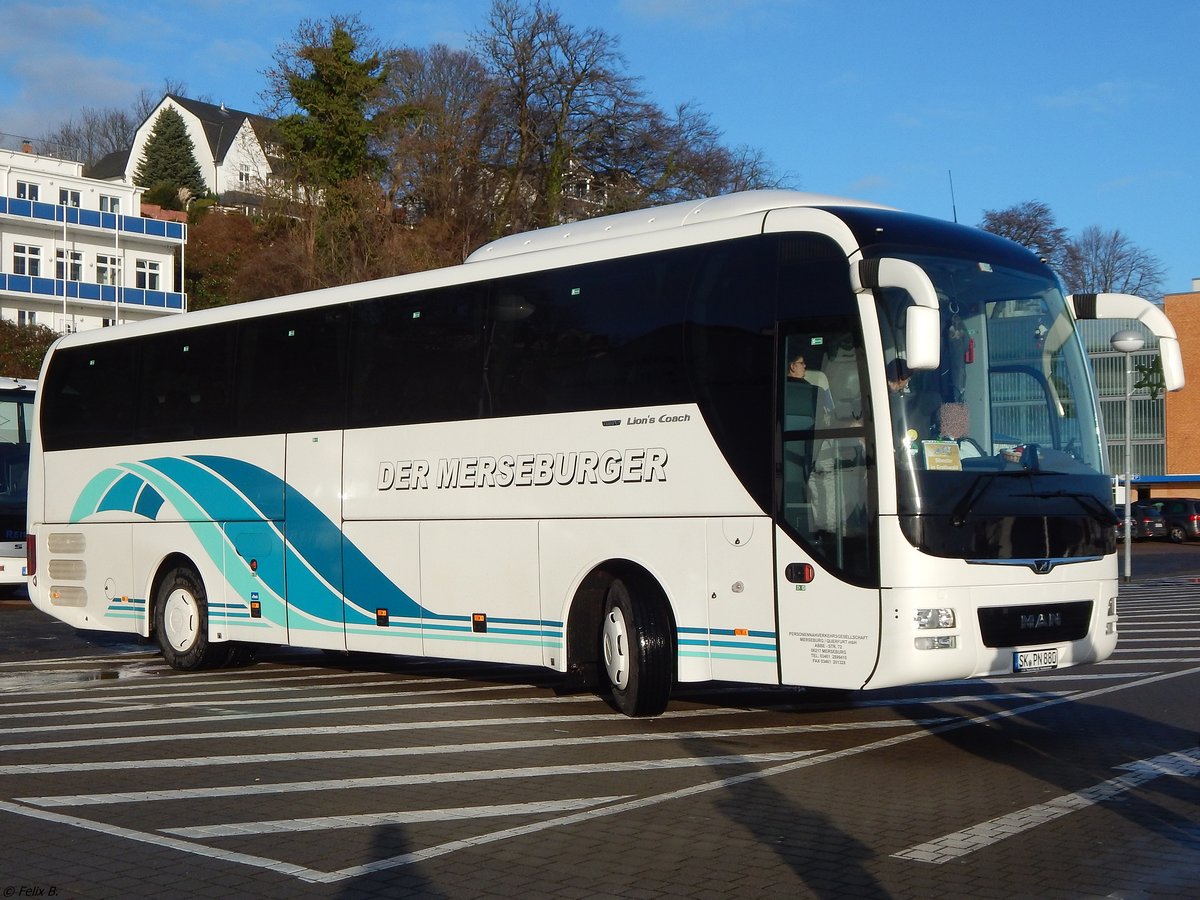 MAN Lion's Coach von Personennahverkehrsgesellschaft Merseburg-Querfurt mbH aus Deutschland im Stadthafen Sassnitz.