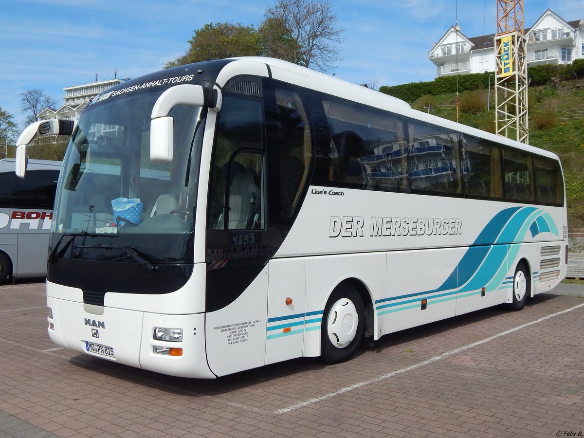 MAN Lion's Coach von Personennahverkehrsgesellschaft Merseburg-Querfurt mbH aus Deutschland im Stadthafen Sassnitz.